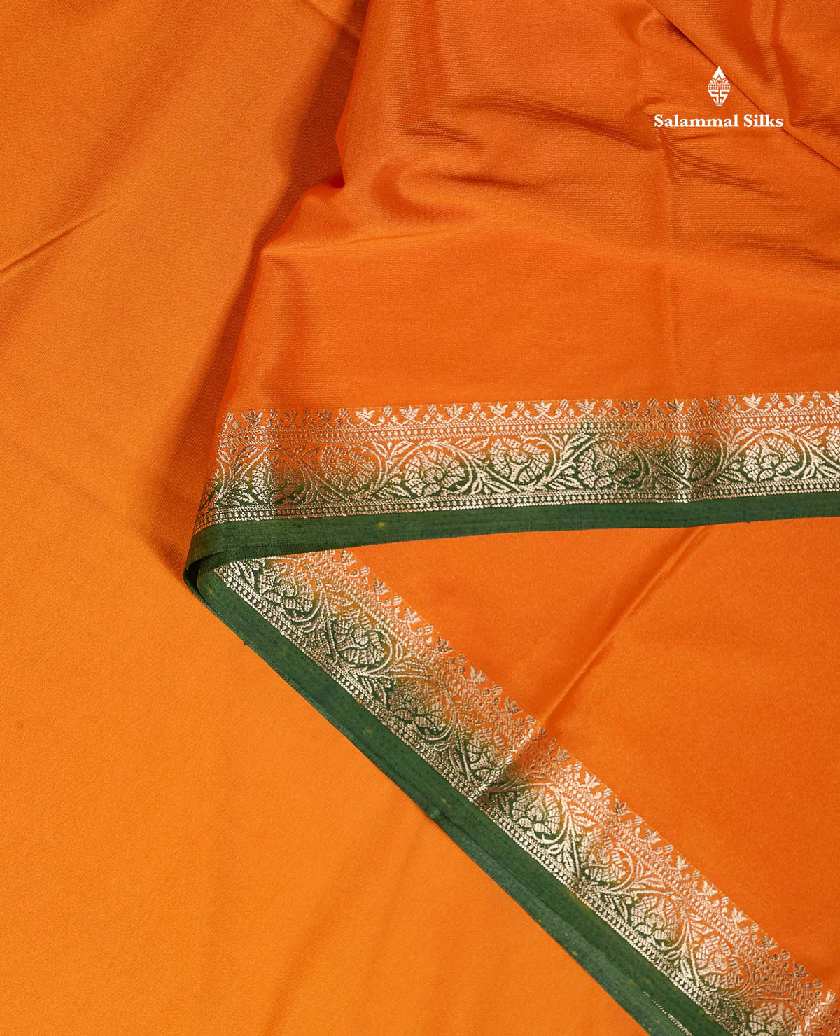 Semi Mysore Silk Saree - Pinkish Peach  Colour Body Plain With Contrast Navy Blue Small Border