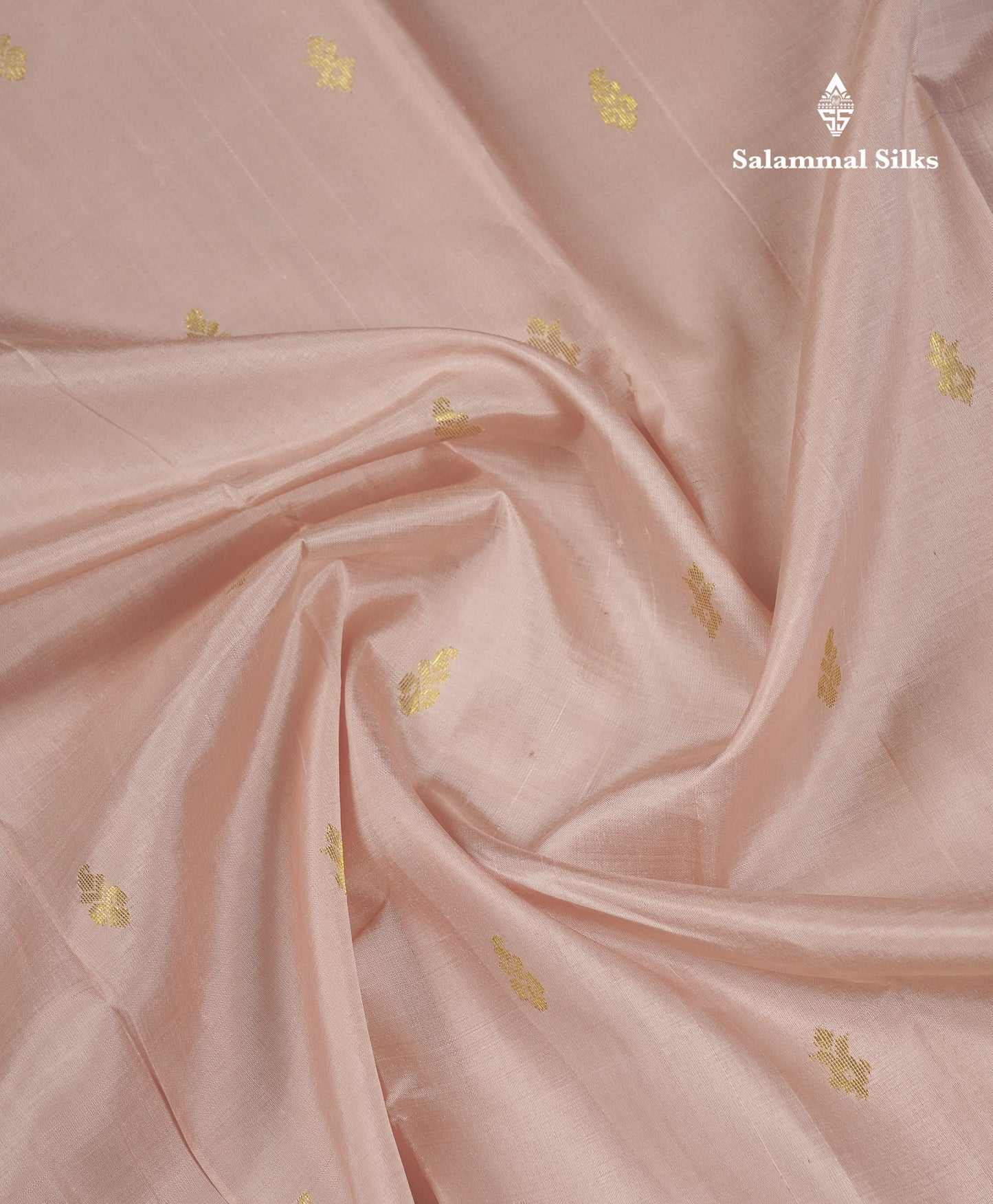 Beautiful Light Peach Pure Kanjivaram Silk Saree With Contrast Light Ramar Blue One Side Traditional Border