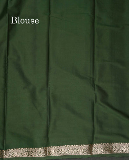 Semi Mysore Silk Saree - Pinkish Peach  Colour Body Plain With Contrast Navy Blue Small Border