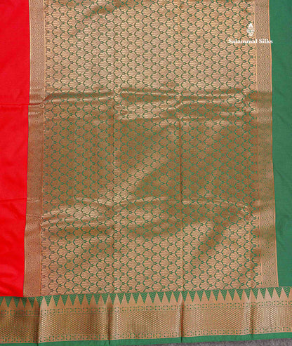 Semi Silk Saree - Anandha Blue Colour Body Plain With Contrast Maroon Traditional Temple Border