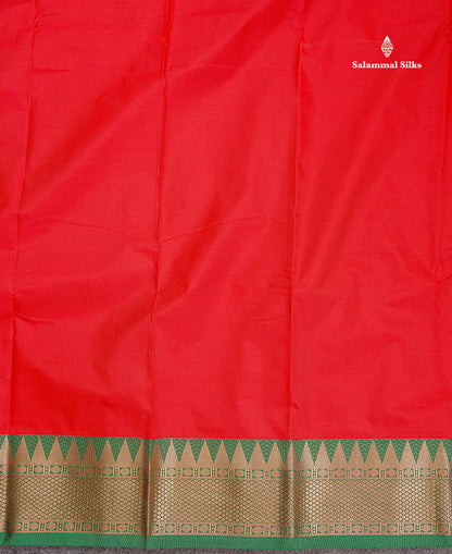 Semi Silk Saree - Anandha Blue Colour Body Plain With Contrast Maroon Traditional Temple Border