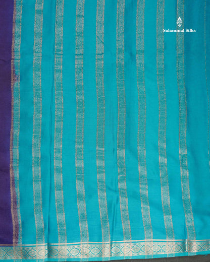Semi Mysore Silk Saree - Bottle Green Colour Body Plain With Contrast Baby Pink Small Border
