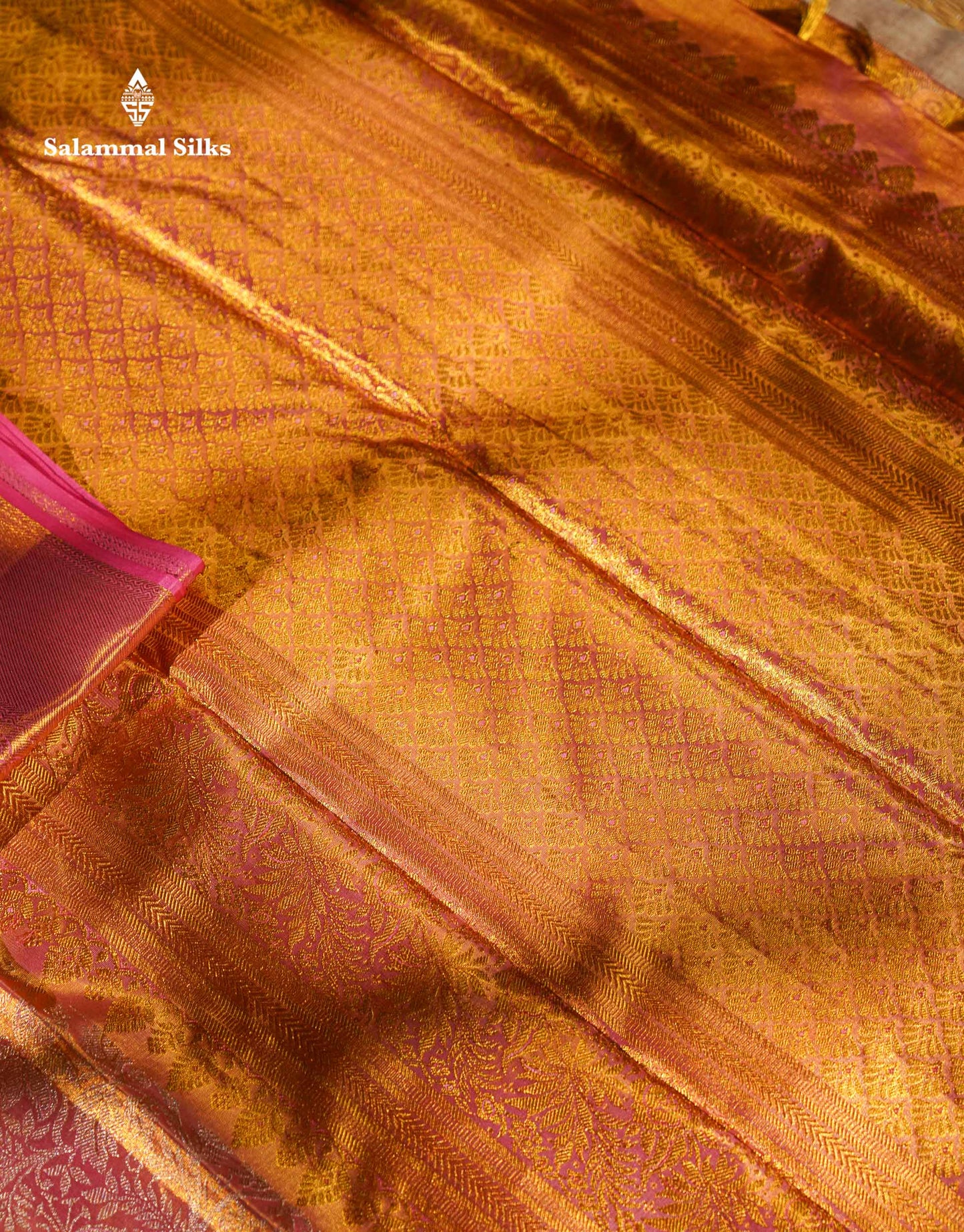 Beautiful Light Pink Tissue Bridal Pure Kanjivaram Silk Saree With Traditional Border