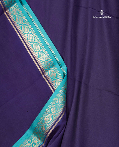 Semi Mysore Silk Saree - Bottle Green Colour Body Plain With Contrast Baby Pink Small Border
