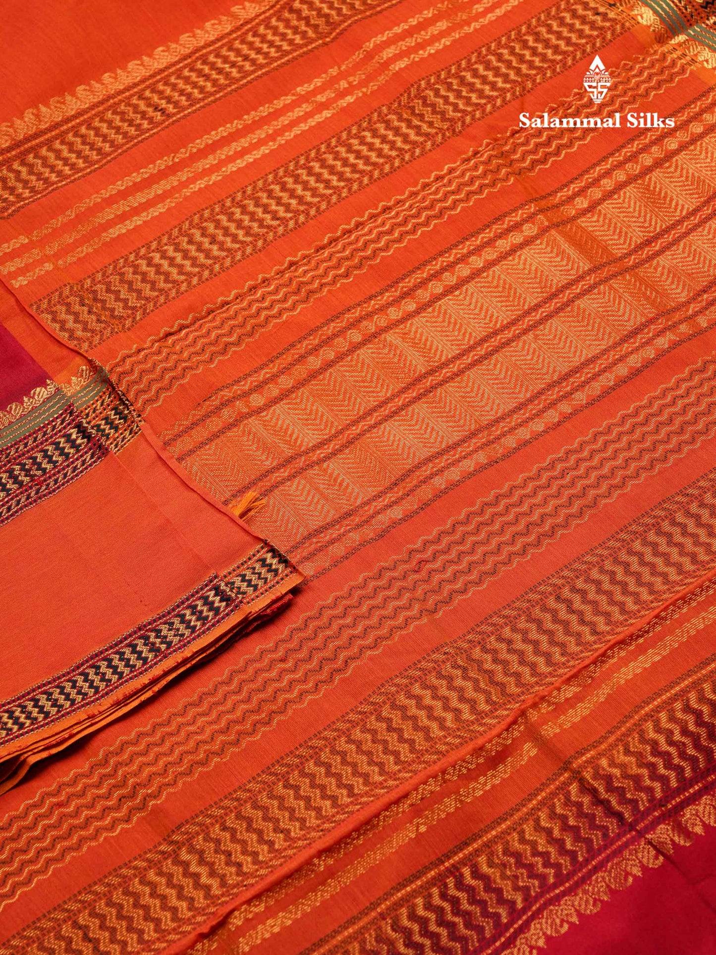 Beautiful Maroon Thread Buttas Semi Silk Cotton Saree With Mustard Yellow Traditional Double Border