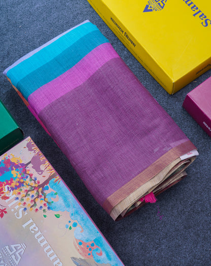 Beautiful Multicolour Rainbow Mul Mul Cotton Saree With Contrast Black Blouse
