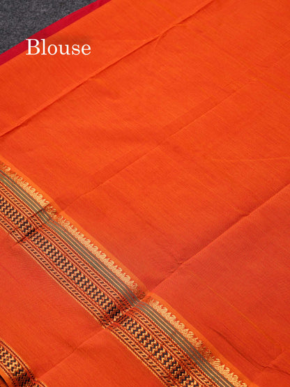 Beautiful Maroon Thread Buttas Semi Silk Cotton Saree With Mustard Yellow Traditional Double Border