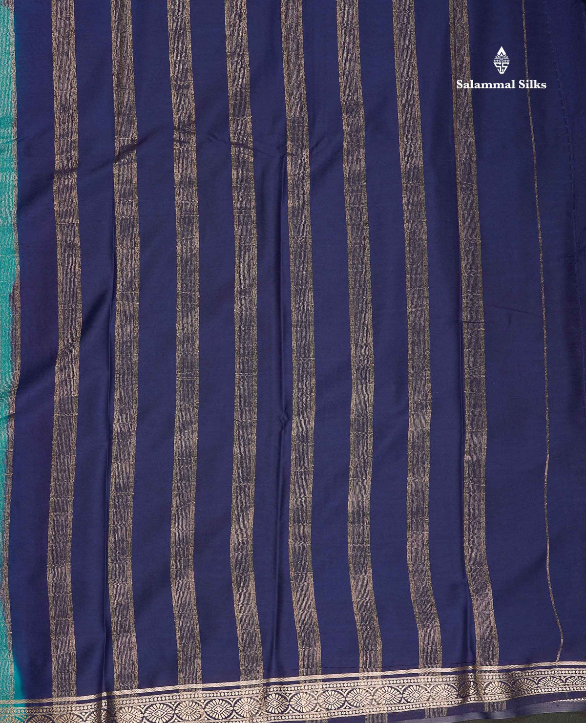 Semi Mysore Silk Saree - Bottle Green Colour Body Plain With Contrast Baby Pink Small Border