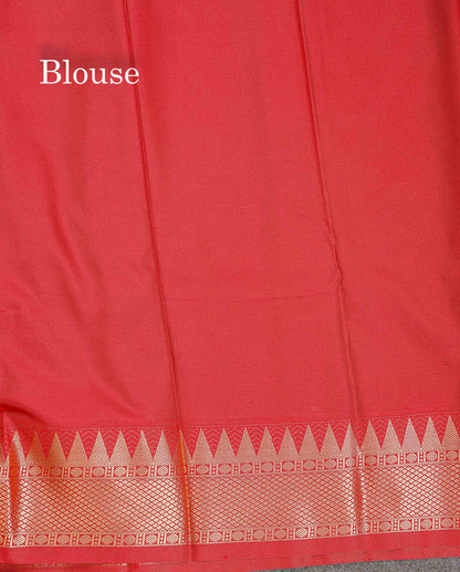 Semi Silk Saree - Anandha Blue Colour Body Plain With Contrast Maroon Traditional Temple Border