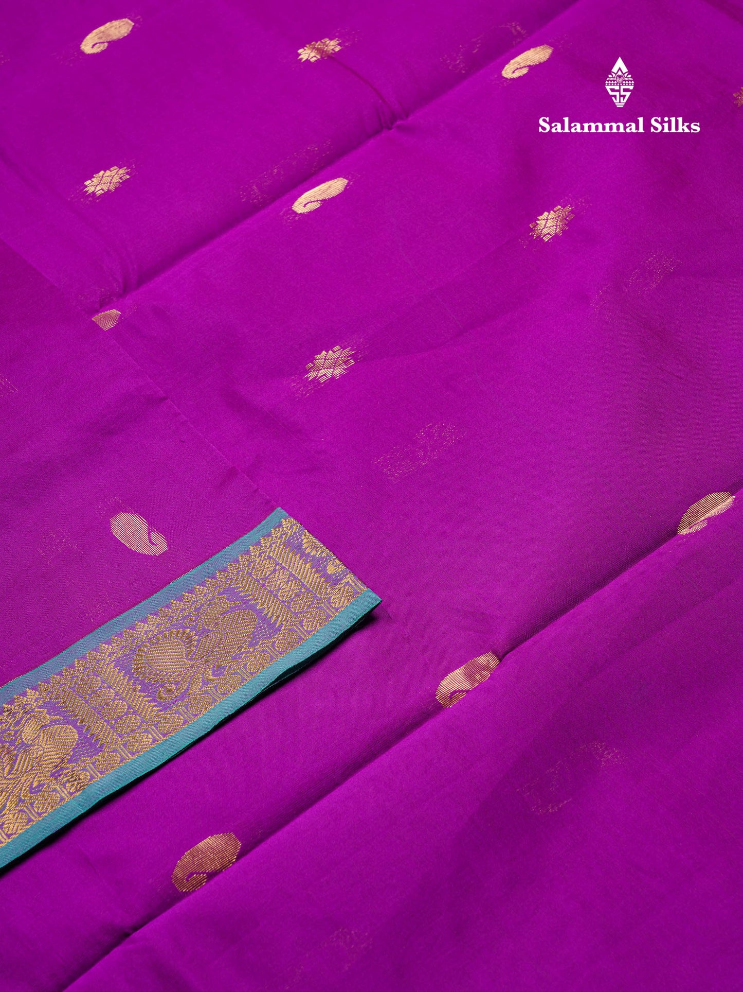 Beautiful Chilly Red Mango Zari Butta Red Semi Silk Cotton Saree With Contrast Saffire Green Blouse