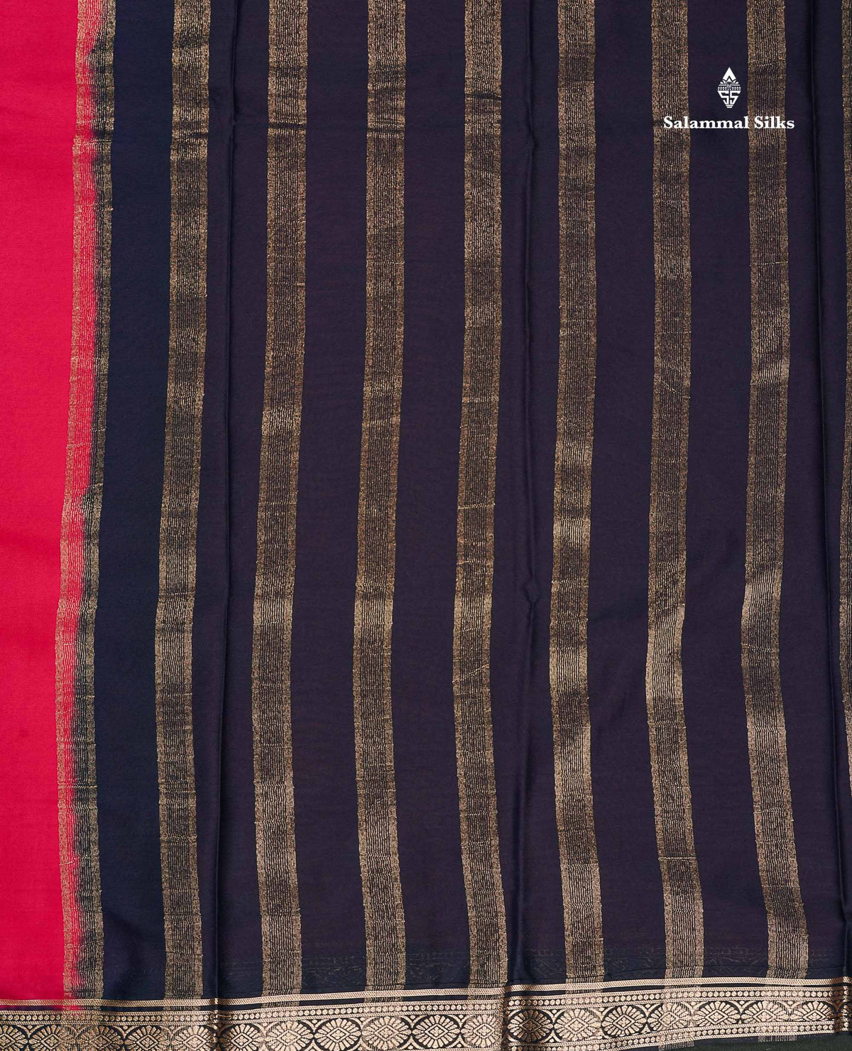 Semi Mysore Silk Saree - Bottle Green Colour Body Plain With Contrast Baby Pink Small Border
