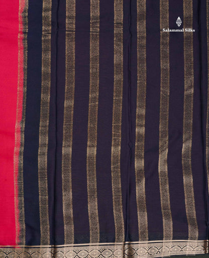Semi Mysore Silk Saree - Bottle Green Colour Body Plain With Contrast Baby Pink Small Border