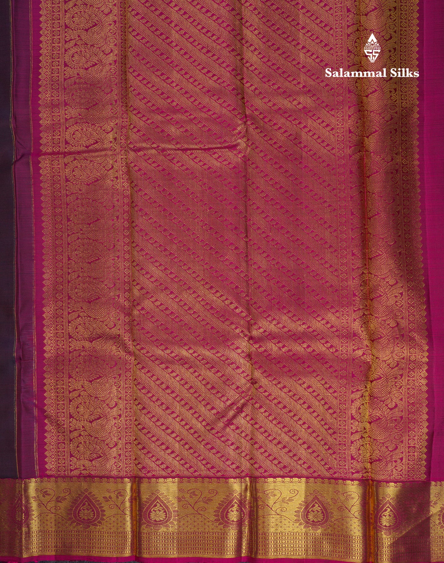 Beautiful Dual Tone Violet Pure Kanjivaram Silk Saree With Contrast Pink Traditional Border