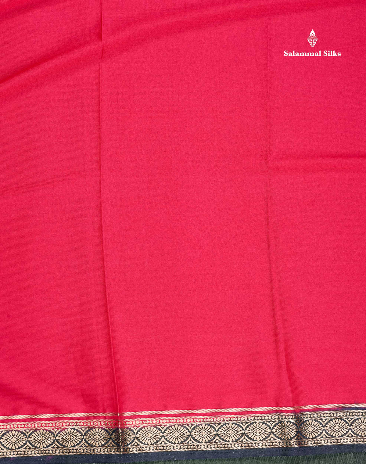 Semi Mysore Silk Saree - Bottle Green Colour Body Plain With Contrast Baby Pink Small Border