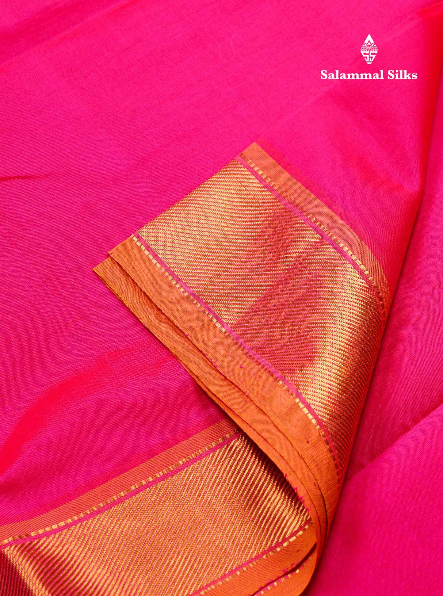 Beautiful Pink Plain Semi Silk Cotton Saree With Mustard Yellow Border