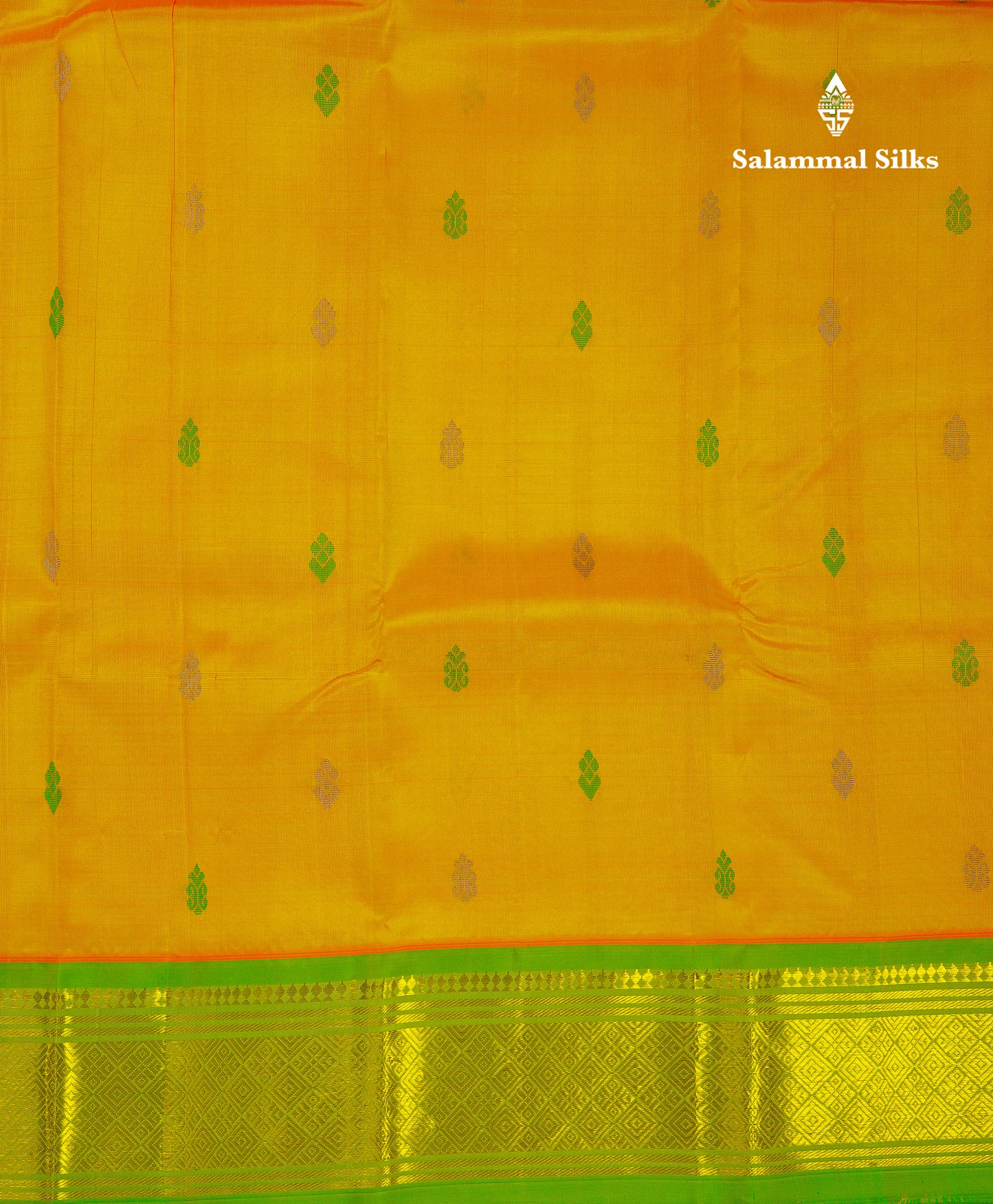 Beautiful Mango Yellow Pure Kanjivaram Silk Saree With Contrast Parrot Green One Side Traditional Border