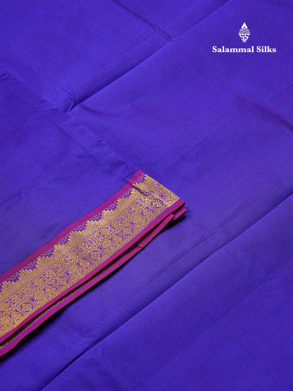 Beautiful Violet Plain Semi Silk Cotton Saree With Contrast Chilly Red Blouse