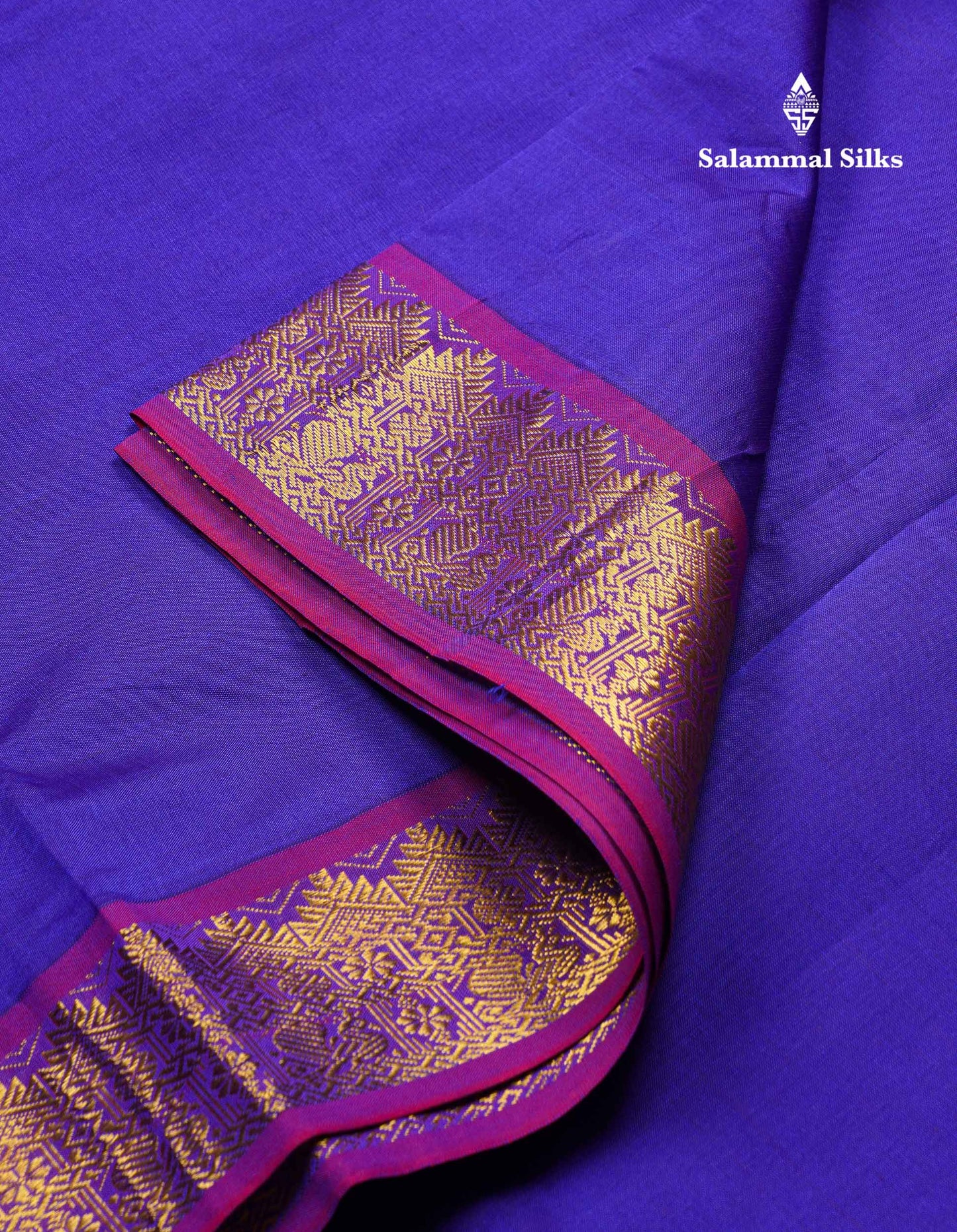 Beautiful Violet Plain Semi Silk Cotton Saree With Contrast Chilly Red Blouse