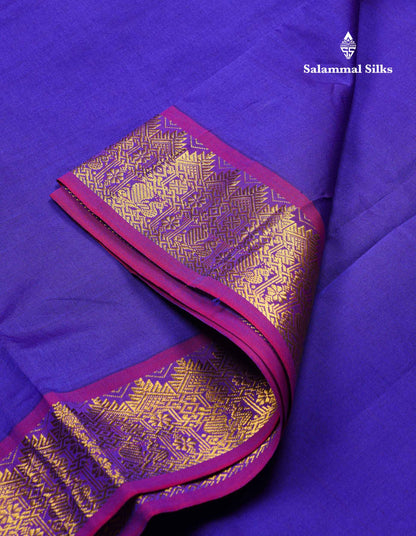 Beautiful Violet Plain Semi Silk Cotton Saree With Contrast Chilly Red Blouse
