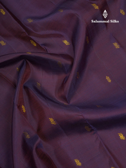 Beautiful Dual Tone Violet Pure Kanjivaram Silk Saree With Contrast Pink Traditional Border