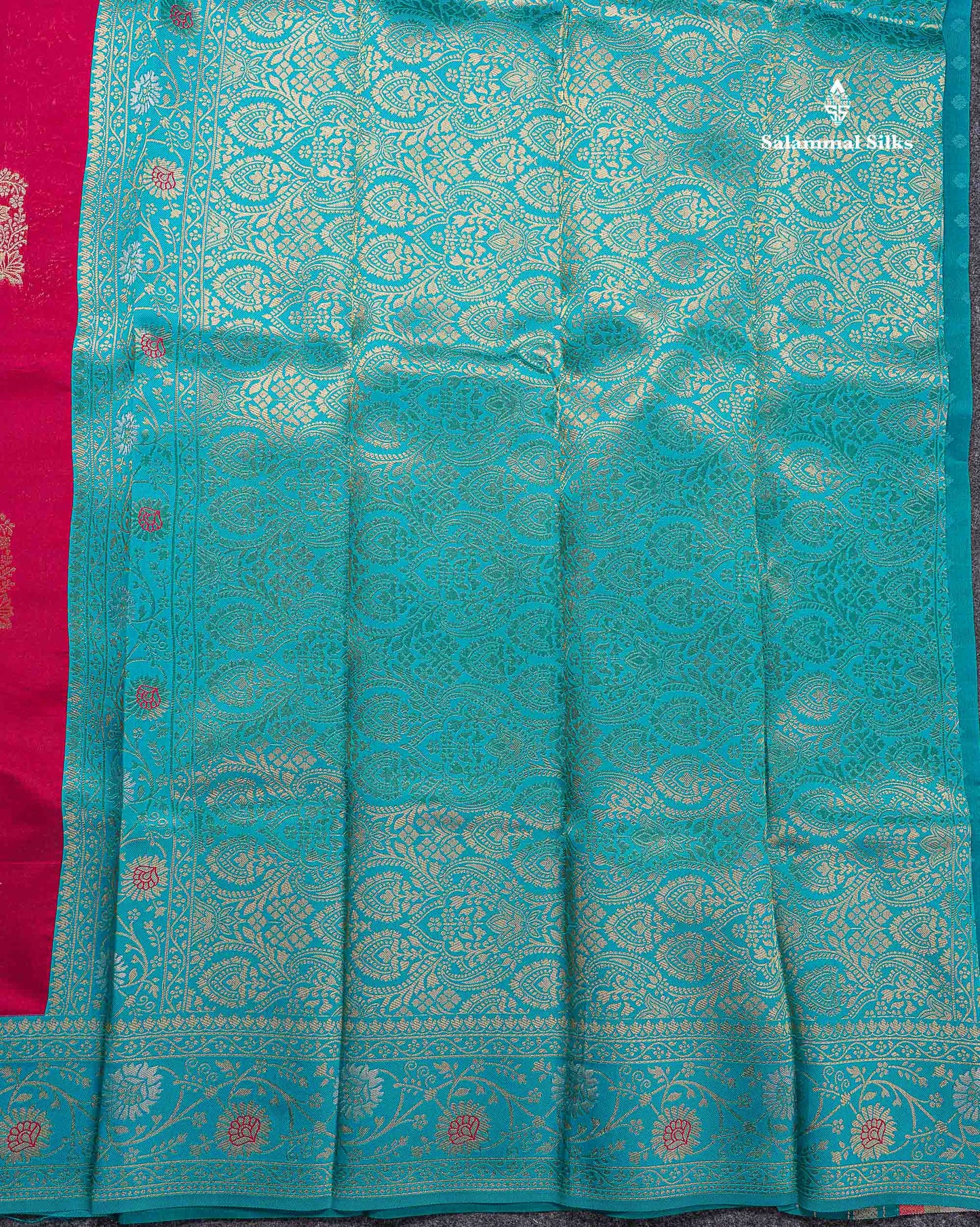 Semi Silk Saree -  Maroon Colour Body With Contrast Ramar Blue Fancy Border