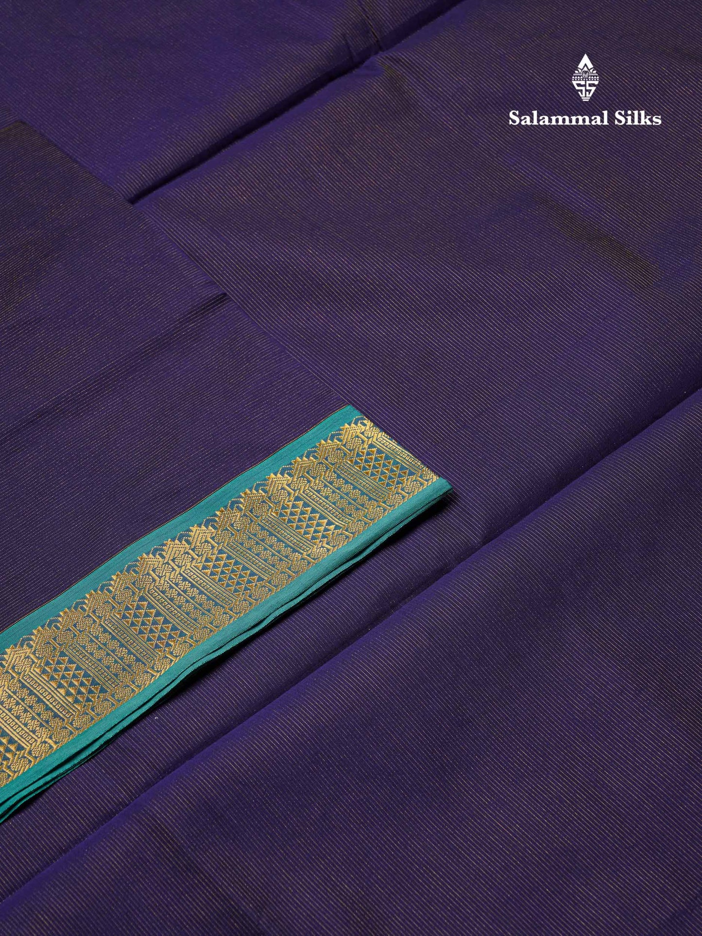 Beautiful Dual Tone Blue Vaira Oosi Lines Semi Silk Cotton Saree With Contrast Parrot Green Blouse