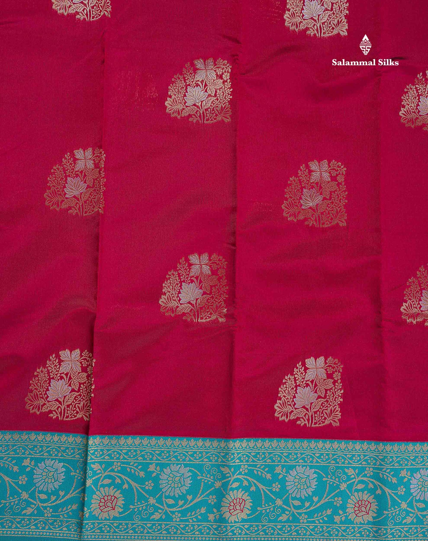 Semi Silk Saree -  Maroon Colour Body With Contrast Ramar Blue Fancy Border
