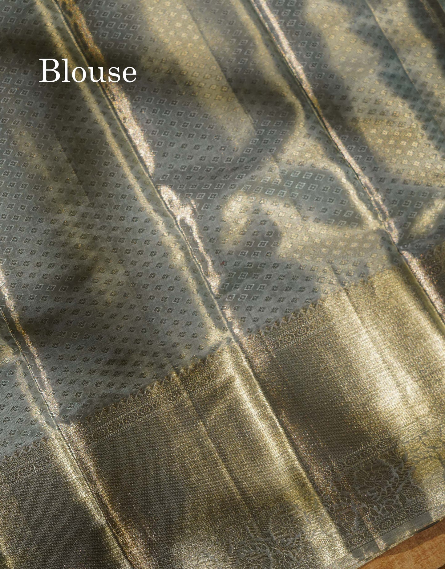 Beautiful Blueish Grey Tissue Bridal Pure Kanjivaram Silk Saree With Traditional Evening Morning Border