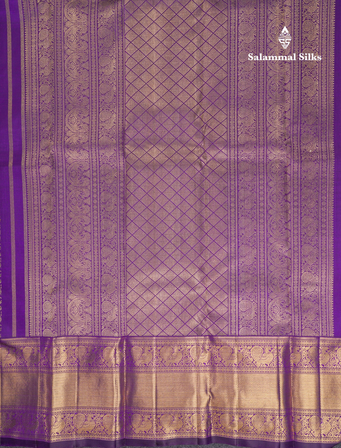 Beautiful Violet Pure Kanjivaram Silk Saree 3G Zari With Traditional Evening Morning Border