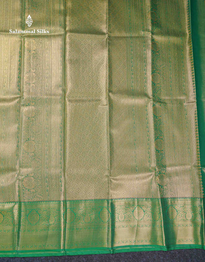 Beautiful Light Peach Tissue Bridal Semi Silk Saree With Contrast Green Traditional Evening Morning Border