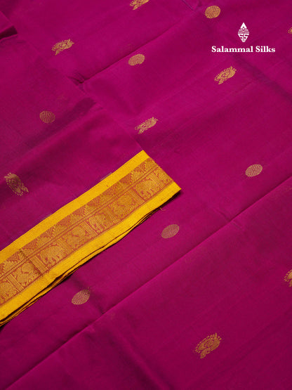 Beautiful Vadamalli Semi Silk Cotton Saree With Contrast Yellow Traditional Evening Morning Border