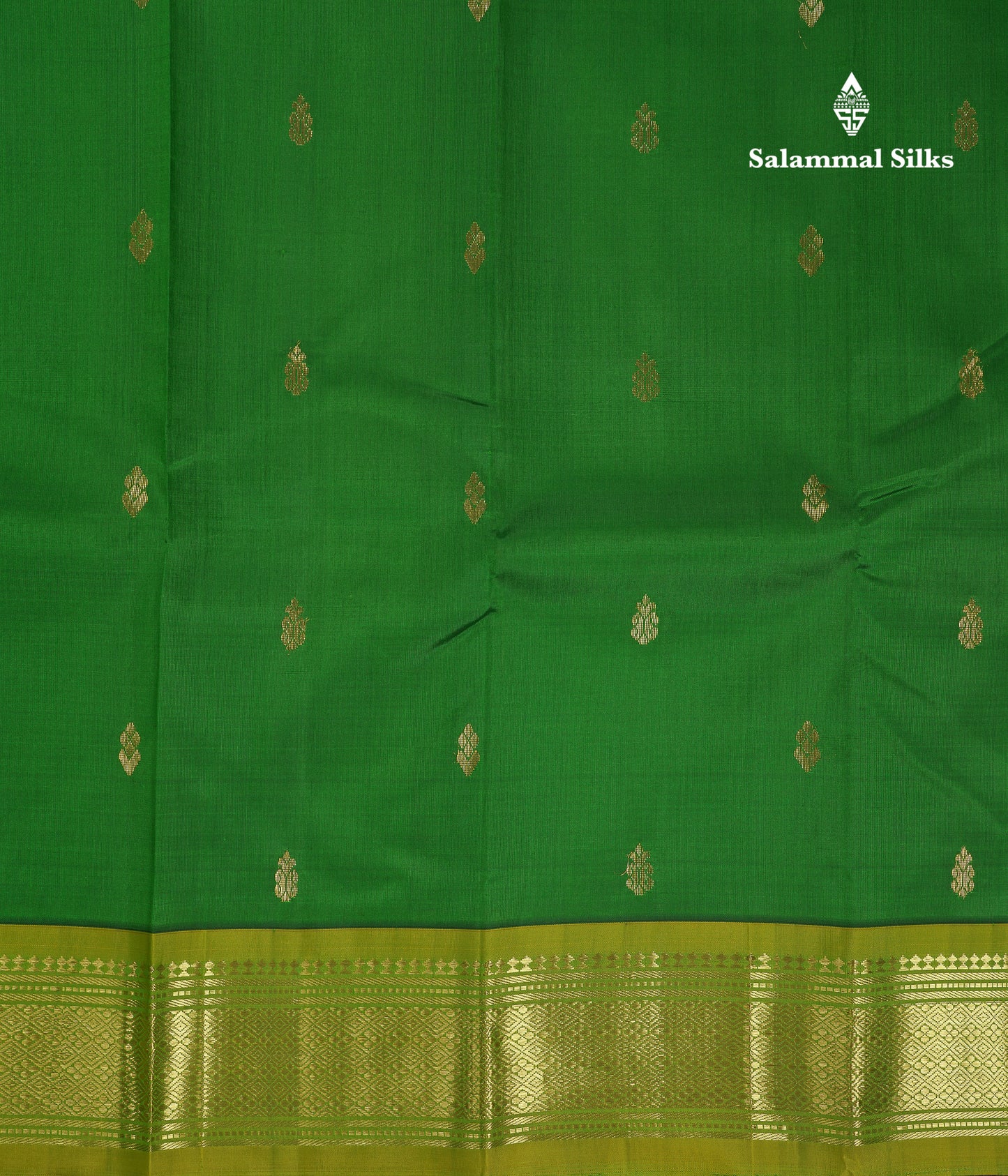 Beautiful Bottle Green Pure Kanjivaram Silk Saree With Contrast Parrot Green One Side Traditional Border