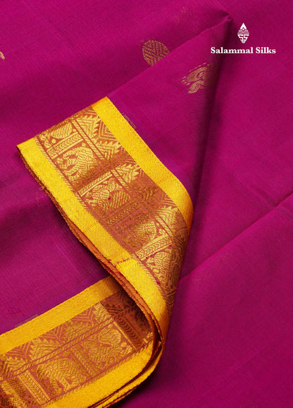 Beautiful Vadamalli Semi Silk Cotton Saree With Contrast Yellow Traditional Evening Morning Border