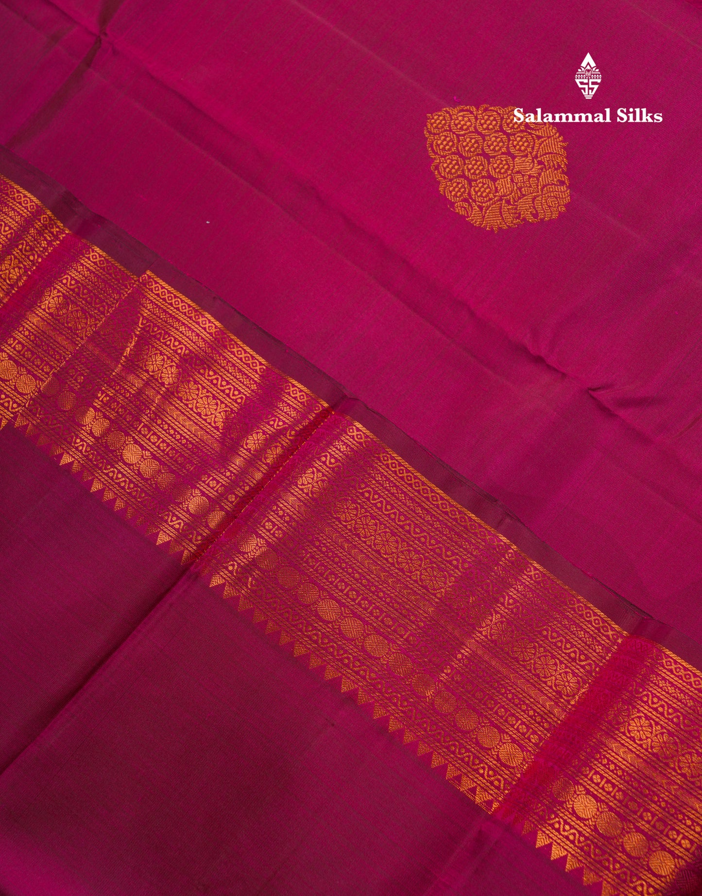 Beautiful Dual Tone Magenta Pure Kanjivaram Silk Saree With Traditional Evening Morning Border