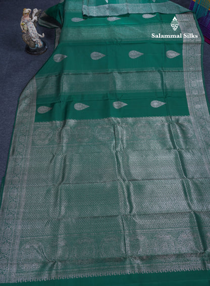Bottle Green Fancy Pure Kanjivaram Silk Saree With Self Border