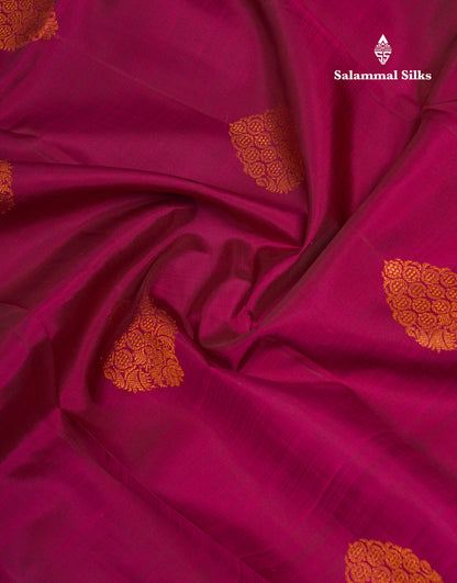 Beautiful Dual Tone Magenta Pure Kanjivaram Silk Saree With Traditional Evening Morning Border