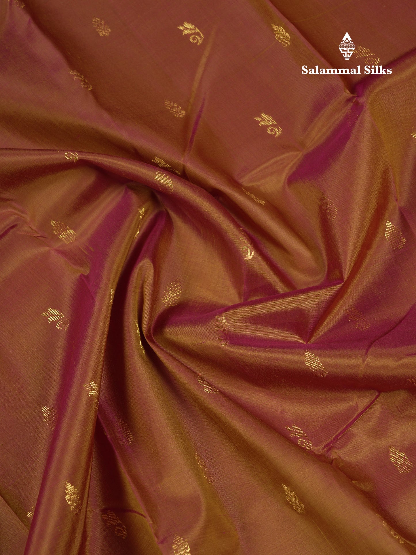 Beautiful Dual Tone Brown Pure Kanjivaram Silk Saree With Contrast Pink One Side Traditional Border