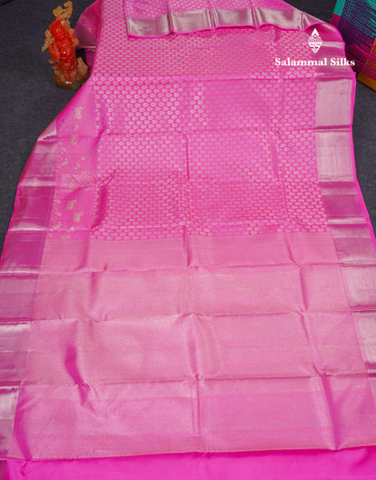 Beautiful Light Pink Pure Kanjivaram Silk Saree With Traditional Komatha Design Border