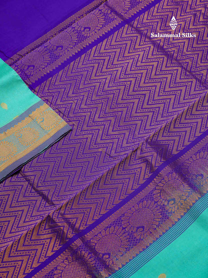 Beautiful Rexona Semi Silk Cotton Saree With Contrast Royal Blue Blouse