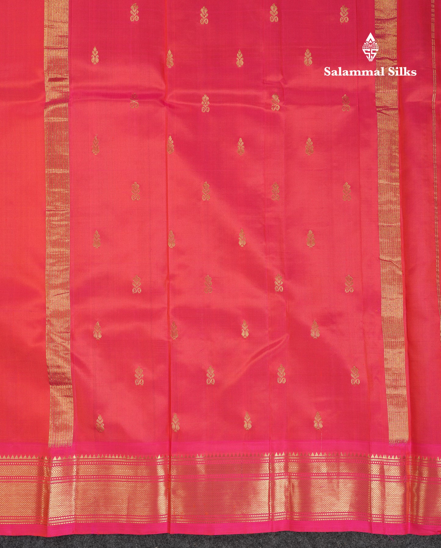 Beautiful Manthulir Yellow Pure Kanjivaram Silk Saree With Contrast Pink One Side Traditional Border