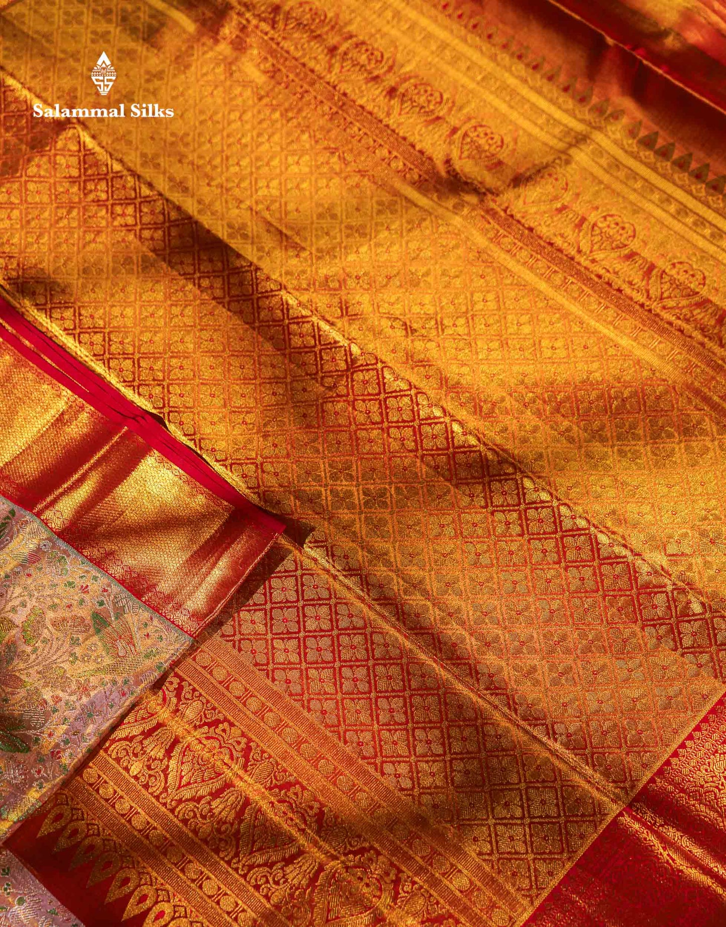 Beautiful Peach Tissue Menakari Work Bridal Pure Kanjivaram Silk Saree With Contrast Chilly Red Traditional Evening Morning Border
