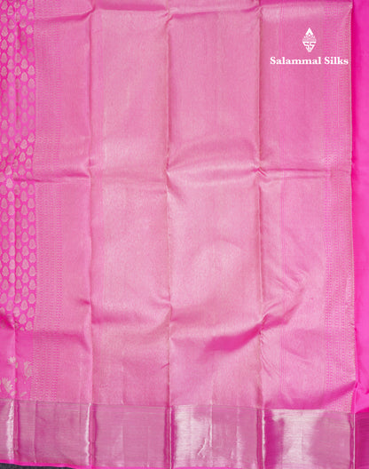 Beautiful Light Pink Pure Kanjivaram Silk Saree With Traditional Komatha Design Border