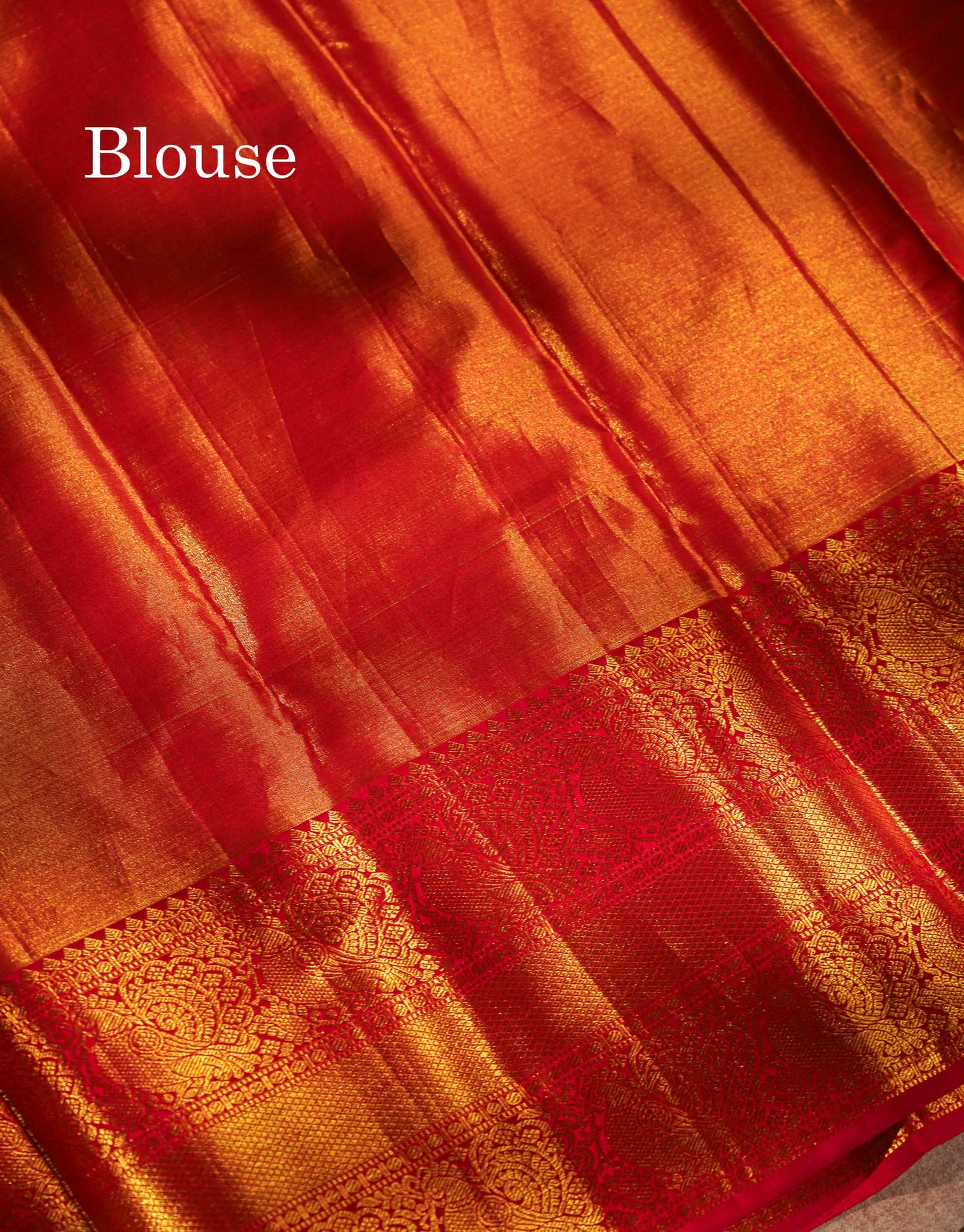 Beautiful Peach Tissue Menakari Work Bridal Pure Kanjivaram Silk Saree With Contrast Chilly Red Traditional Evening Morning Border