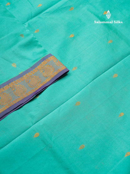 Beautiful Rexona Semi Silk Cotton Saree With Contrast Royal Blue Blouse