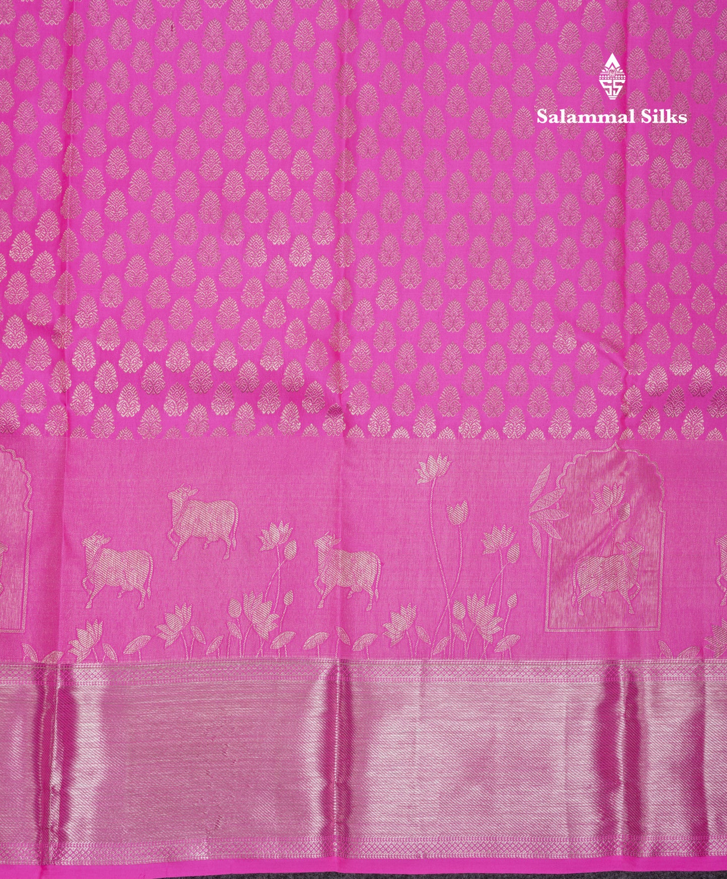 Beautiful Light Pink Pure Kanjivaram Silk Saree With Traditional Komatha Design Border