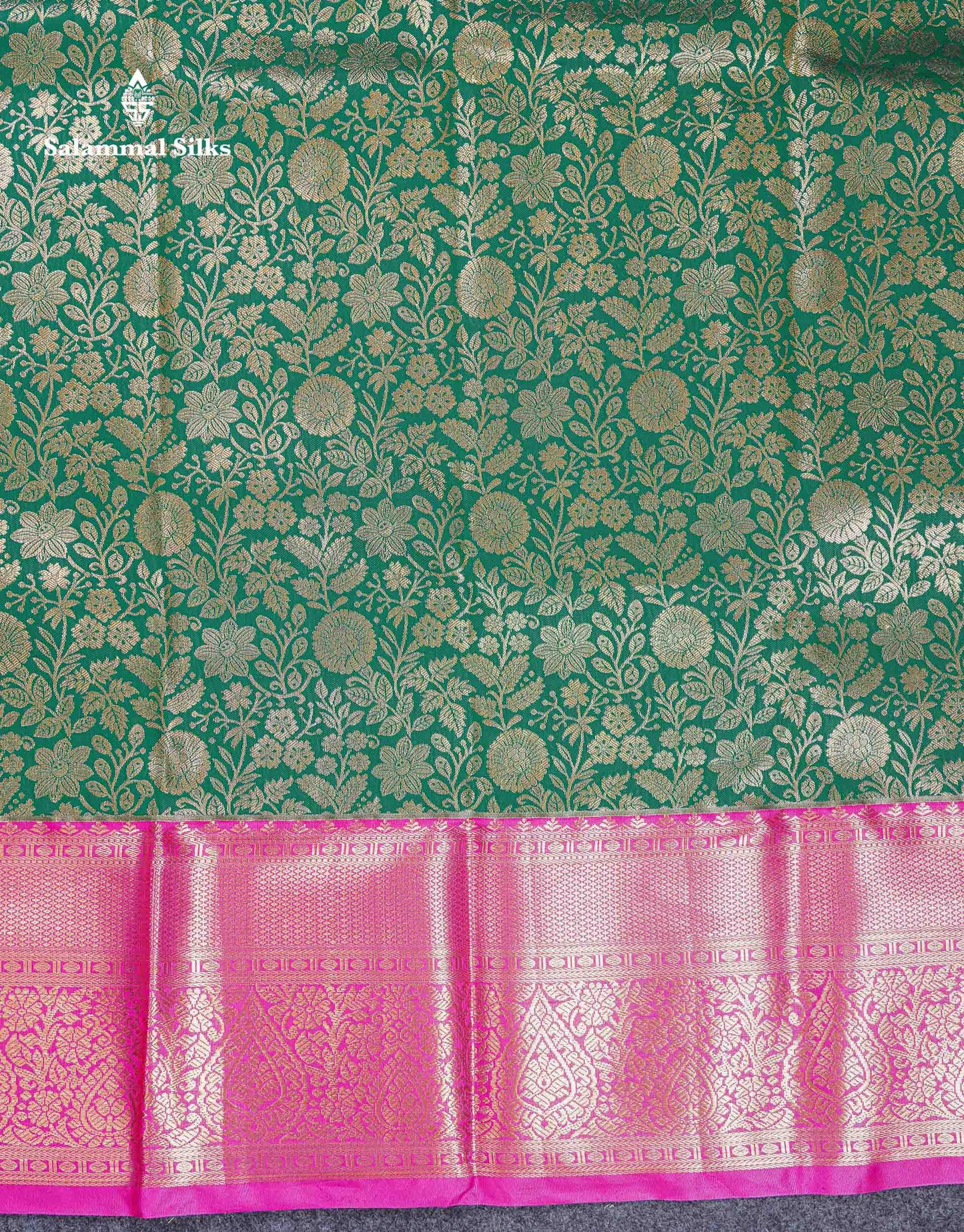 Beautiful Bottle Green Bridal Semi Silk Saree With Contrast Pink Traditional Evening Morning Border