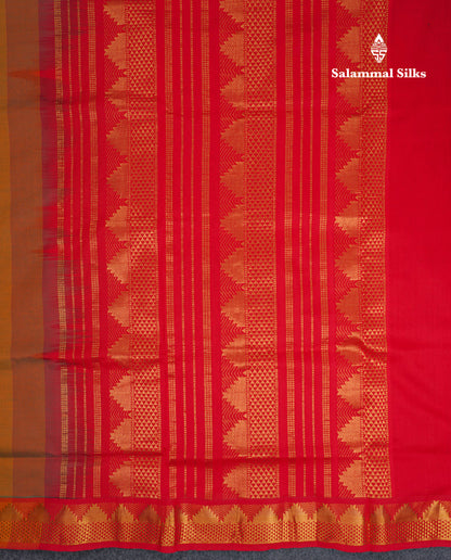 Beautiful Dual Tone Mustard Yellow Plain Semi Silk Cotton Saree With  Traditional Border