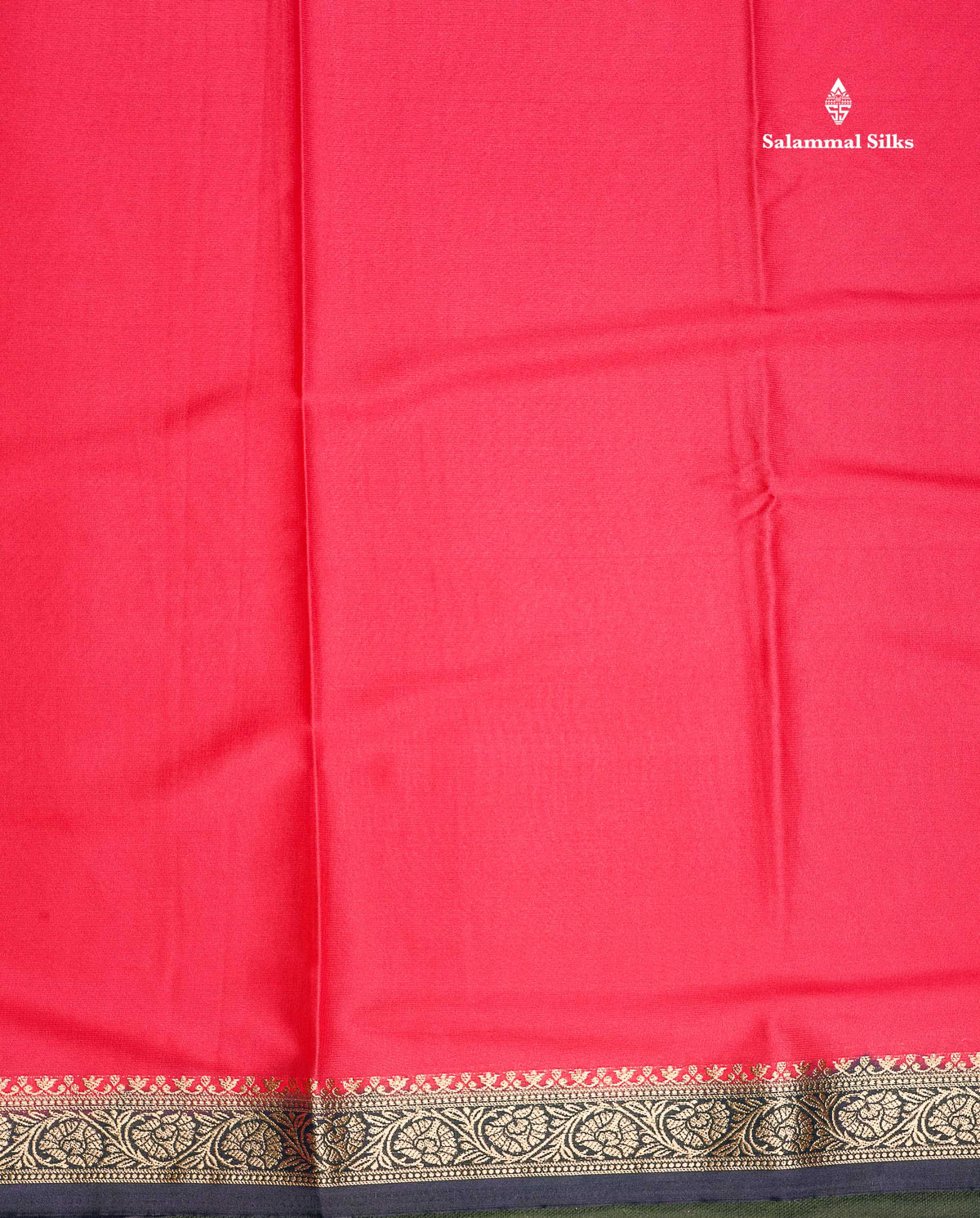 Semi Mysore Silk Saree - Pinkish Peach  Colour Body Plain With Contrast Navy Blue Small Border