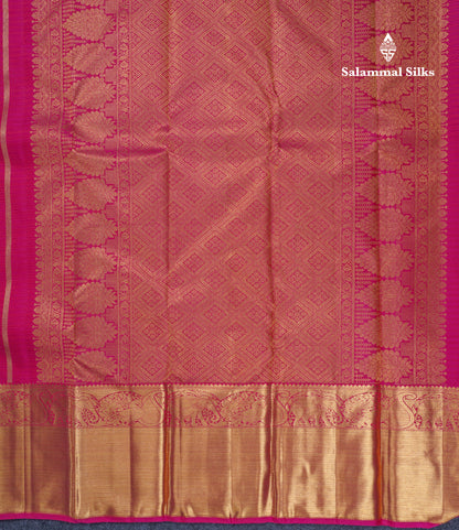 Magenta Pink Checks With Traditional Butta Pure Kanjivaram Silk Saree with Long Border