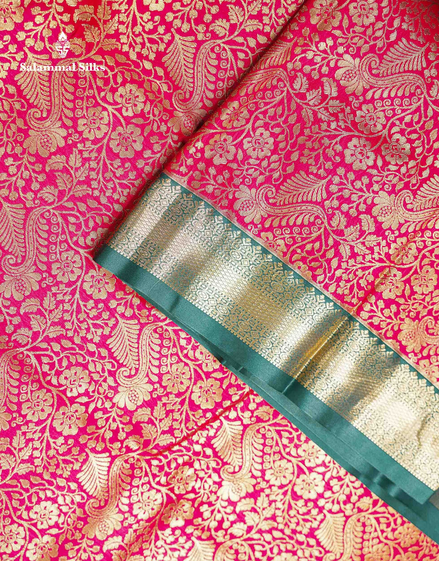 Beautiful Chilly Red Bridal Semi Silk Saree With Contrast Bottle Green Traditional Evening Morning Border